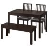 Stonebrew Bench Set – Table with 2 chairs and bench, dark brown/Orrsta light grey, 120/180 cm