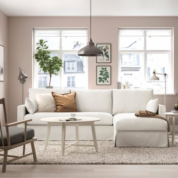3 Seat Sofa with Chaise Longue Right Natural